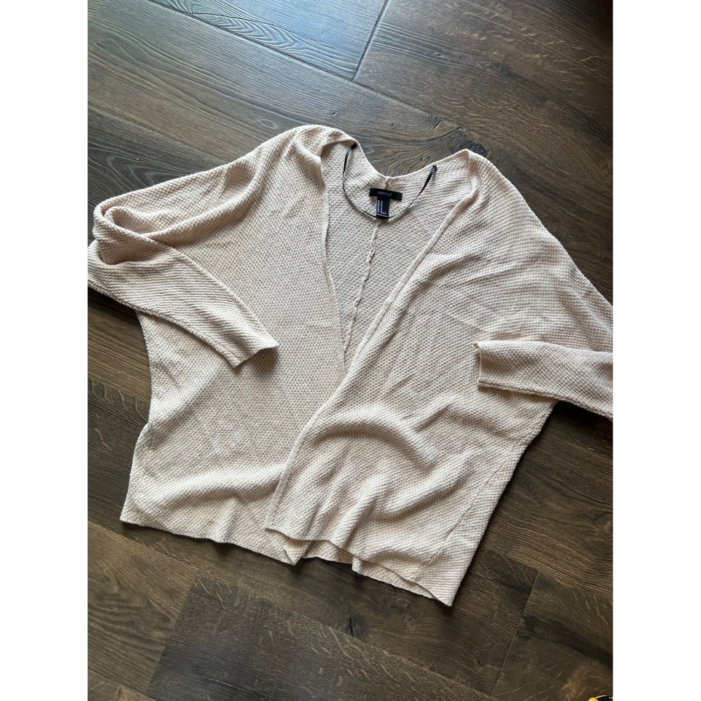 Forever 21 Womens Beige Open Front Knit Cardigan Sweater Medium‎